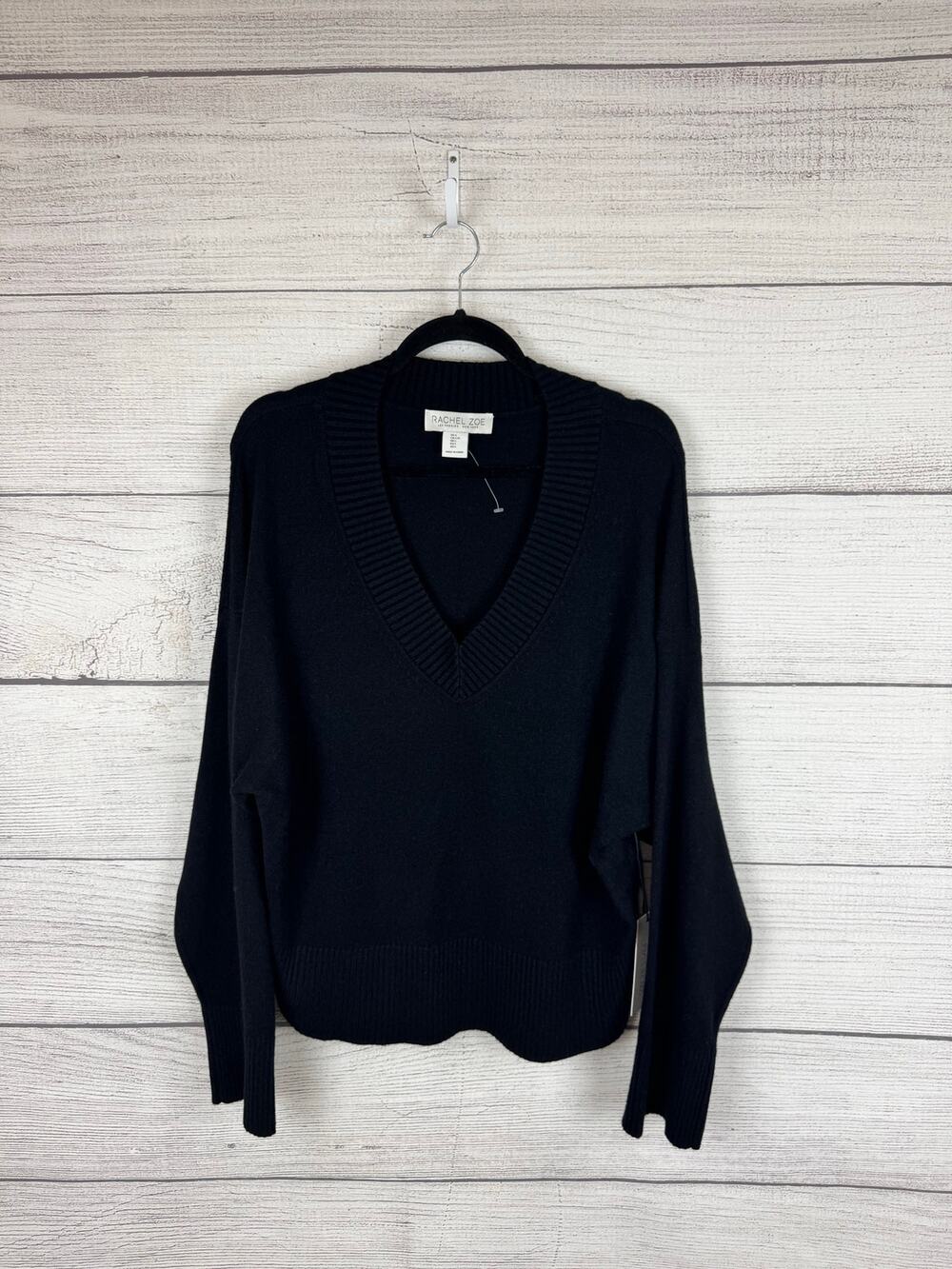 Rachel Zoe Women's Black Soft V-Neck Sweater Size Large